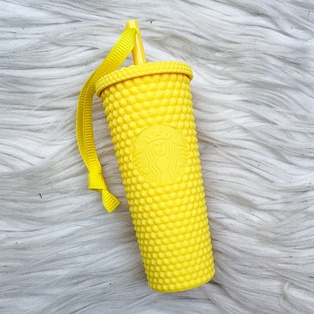 Starbucks Studded Ornament Keychain China 2022 Holiday Advent Matte Yellow NEW